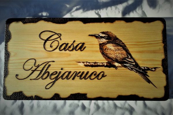 Cartel pirograbado Abejaruco
