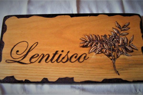 Cartel pirograbado Lentisco