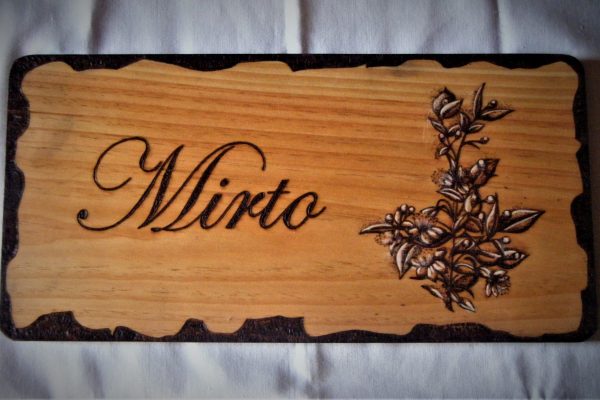 Cartel pirograbado Mirto