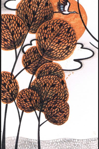 Diseño arboles y cigueña poemas