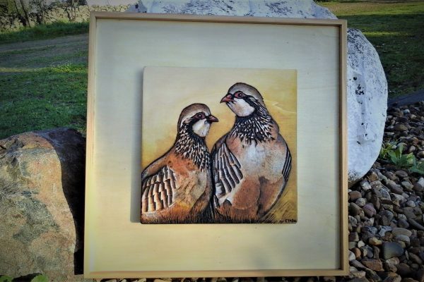 Pirograbado Perdices