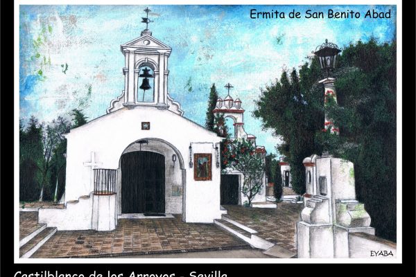 Postal Ermita de San Benito borde negro y blanco.